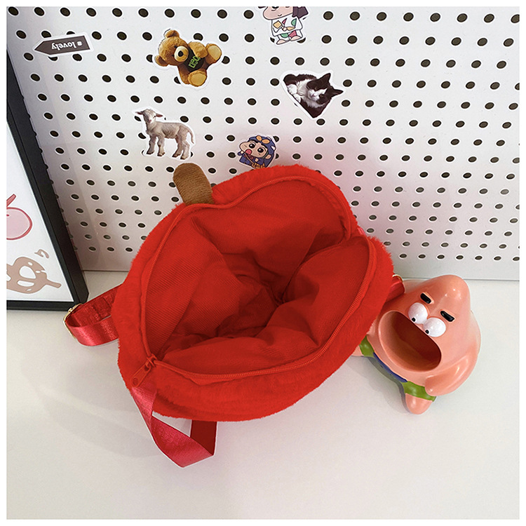 Colección de frutas encantadoras bolsa de hombro de gran capacidad de peluche de manzana y Limón mochila de hombro de peluche bolsa de hombro de peluche