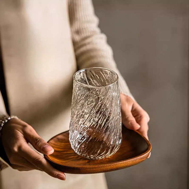 Wholesale Large Capacity Ice American Latte Cup Heat Resistant Transparent High Color Value Tea Butter Household Spiral Coffee Cup