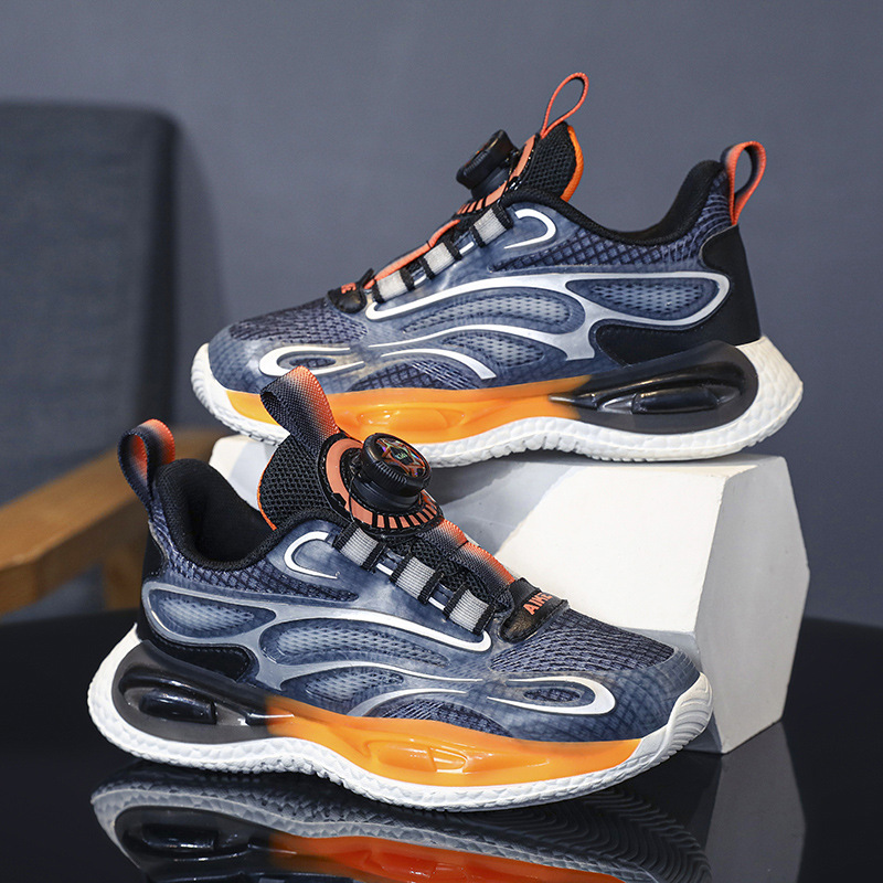 Zapatos de baloncesto con hebilla giratoria para niños mayores, calzado deportivo popular para niños, jóvenes energéticos, otoño, 2024
