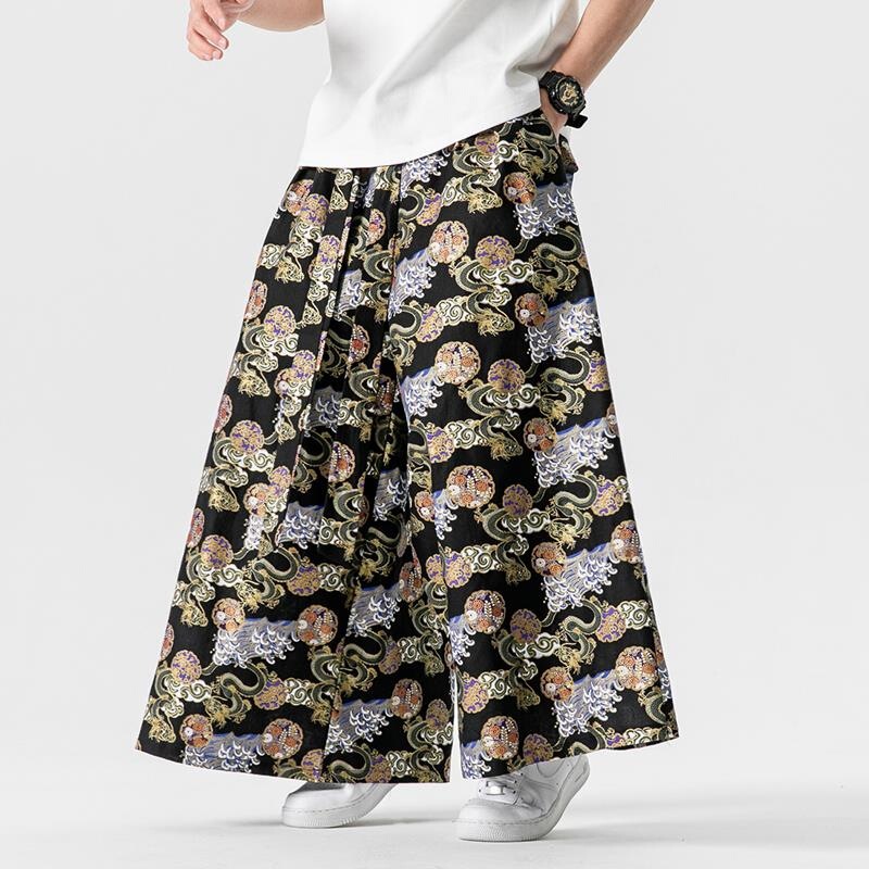 24 Summer plus size Chinese Style Straight Leg Pants Trendy New Chinese Skirt Pants Men's and Women's Chinese Clothing K252/P70