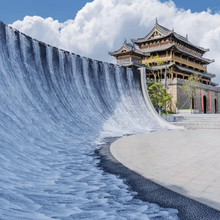 反重力潮汐瀑布景观水幕墙水景摆件户外大型流水墙网红水幕墙厂家