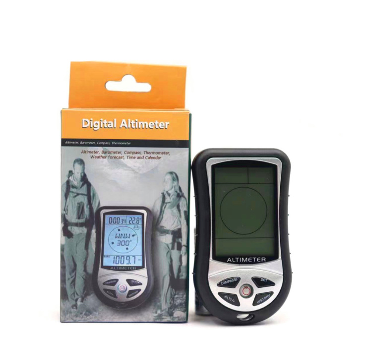 8合1手握式电子高度计 登山便携式钓鱼气压计指南针海拔计DS302