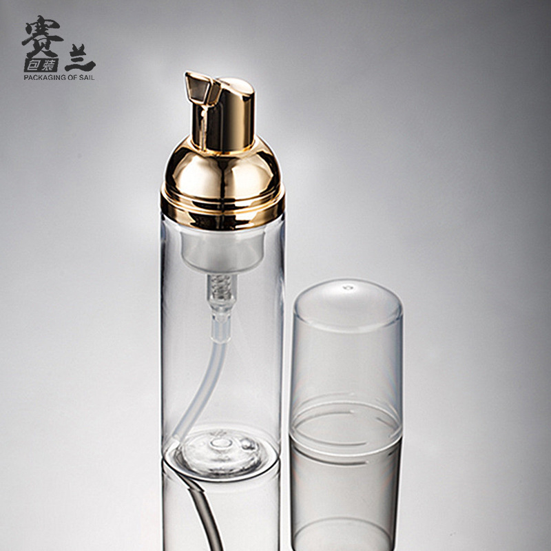 Botella de espuma transparente PET50ml botella de espuma tipo de prensa de espuma de galvanoplastia cabeza de la bomba mousse cosméticos sub-botella