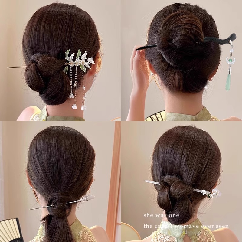 Flores de bordilla de cabello para mujeres nuevas chinas de alto nivel nicho antiguo estilo de cabello bandeja de cabello clip de madera ropa china cheongsam adornamiento para el cabello