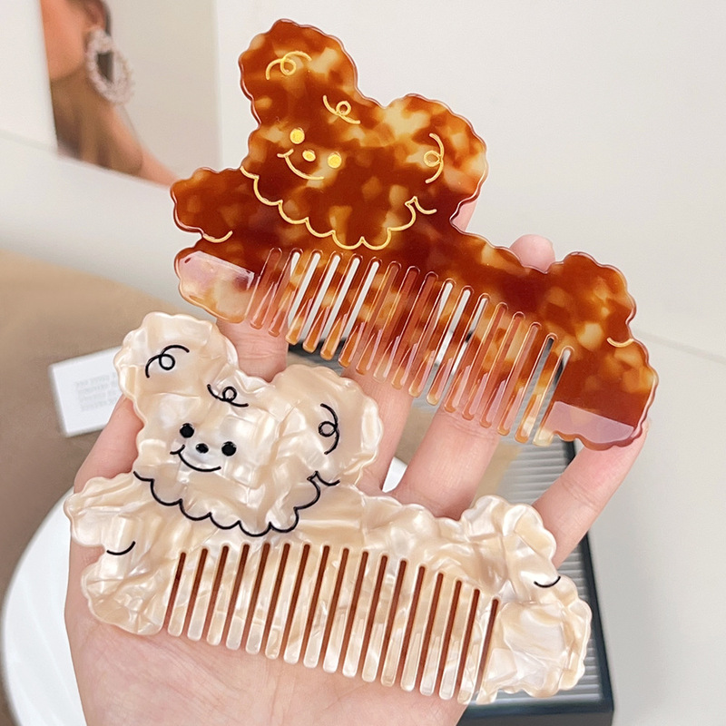 かわいい漫画のコーム、厚いプレート、静電気のないコーム、犬のヘアアクセサリー、ヘアコーム、酢酸ポータブルストレートヘアコーム、女性用|undefined
