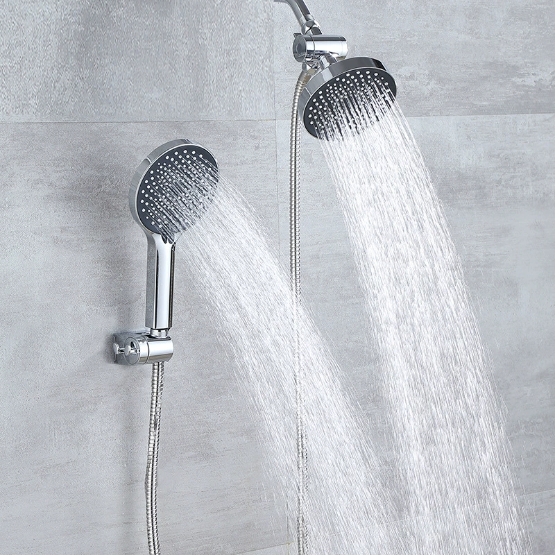 Cross-border double shower set 3 function hand spray adjustable base American concealed high-pressure shower combination