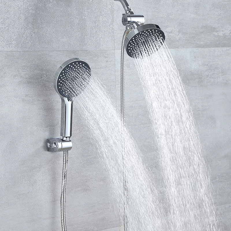 Cross-border double shower set 3 function hand spray adjustable base American concealed high-pressure shower combination
