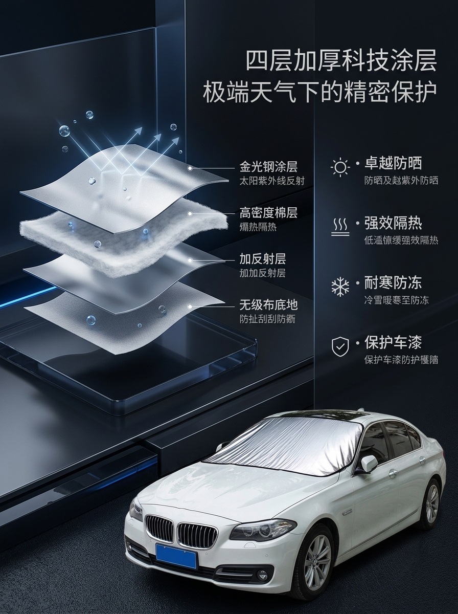Car snow cover, front windshield frost protection, anti-freeze, heat insulation, sunshade, car window sunshade, car cover for winter