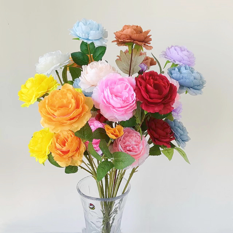 Imitation flower European peony flower 3 foreign peony wedding Rose Wedding Hall decoration flower arrangement fake flower wholesale Imitation flower European peony flower 3 foreign peony wedding Rose Wedding Hall decoration flower arrangement fake flower wholesale