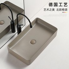 北欧哑光卡其色台上盆方形洗手台盆面卫生间陶瓷洗脸盆洗漱台水盆