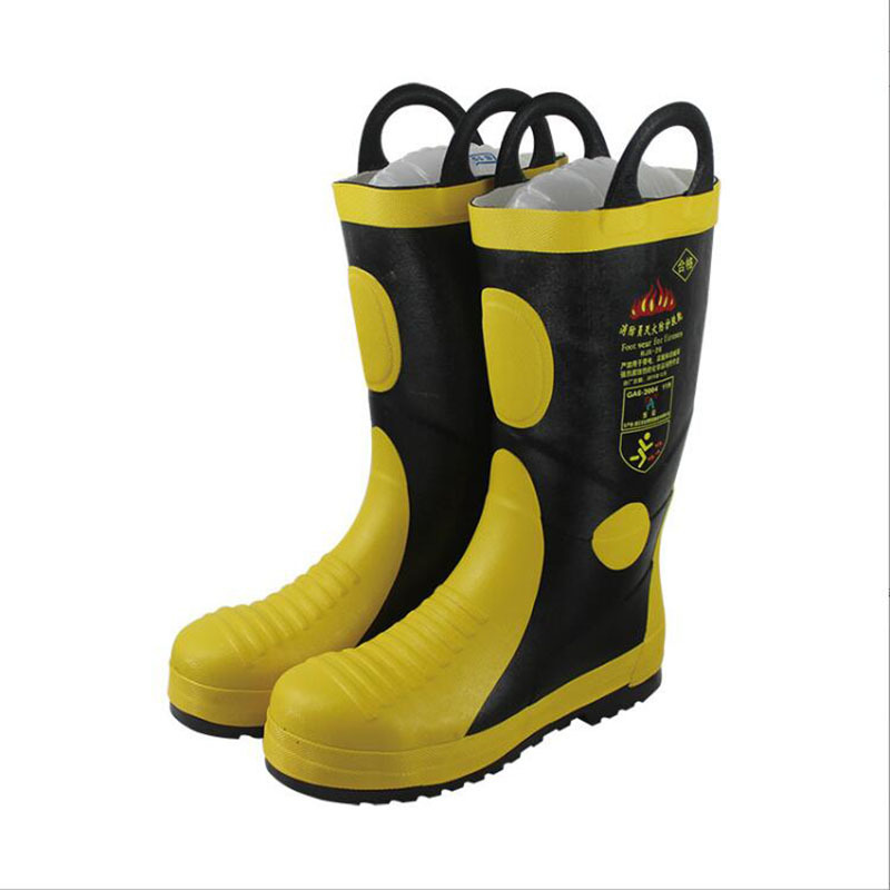 内置钢板防刺穿灭火靴14款消防救援靴钢包头防砸防护橡胶靴