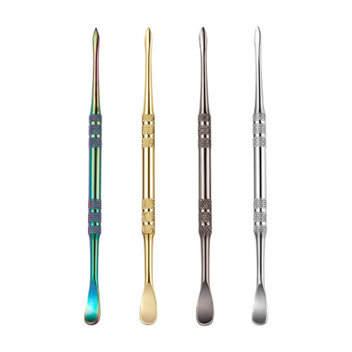 Manufacturer wholesale stainless steel smoke paste spoon double-headed pipe smoke spoon cleaning tool accessories candle engraving pressure stick