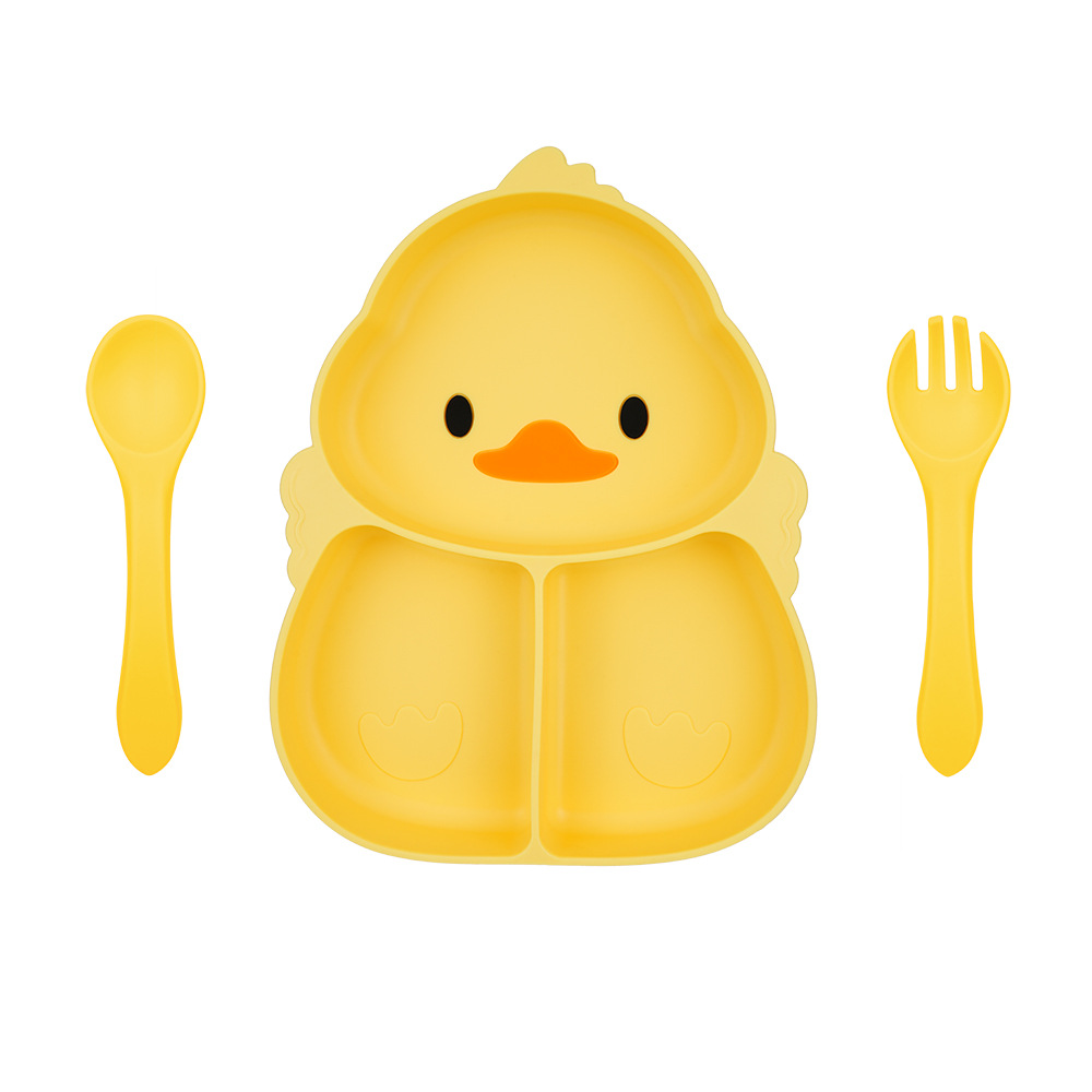 오리스타일 옐로우 디너접시 + 실리콘 포크와 스푼 3종세트