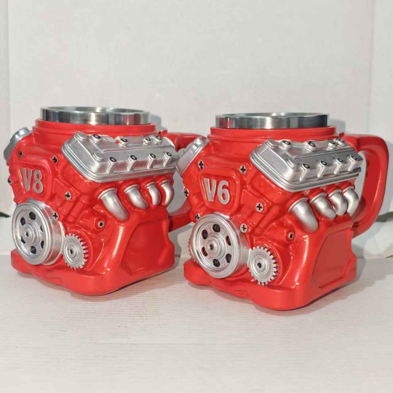 Explosiones transfronterizas V8 V6 motor de resina taza regalos de negocios de Navidad del día de San Valentín 16 * 15 * 14CM