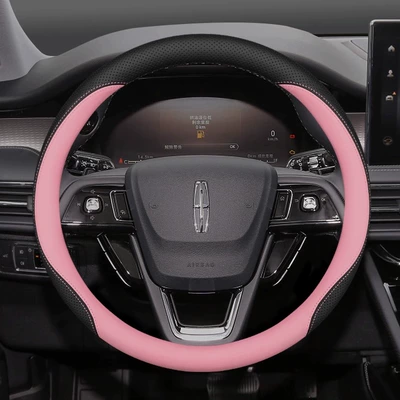 Steering wheel cover | Modified Ultra-Thin Handle Cover - lincoln-round-type-black-pink-ultra-thin-model-default