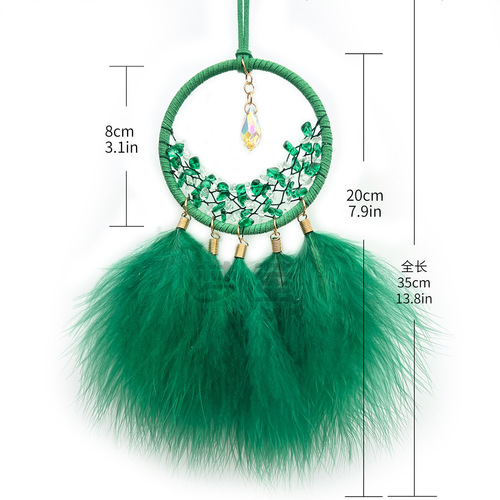 Car pendant feather crystal stone dream catcher car pendant rearview mirror pendant women's car interior decoration finished product