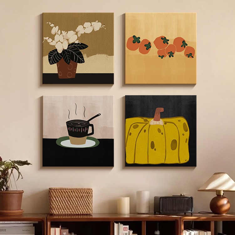 Medieval Style Maillard Living Room Decorative Painting Cartoon Niche Sofa Background Wall Hanging Painting Restaurant Bedroom Bedside Mural