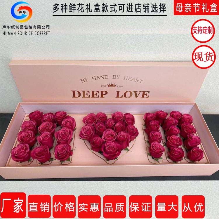 心语星愿母亲节玫瑰花礼盒鲜花包装长方形礼品盒插花空盒不包含花