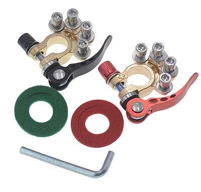 Ready Supply of Quick Disassembly Alloy Battery Card Head Battery Pile Head Terminal Block Thickeneded Card Head Multi-purpose Pile Head (Power supply, ignition system accessories) - a-pair-of-gold-aluminum-alloy-models-about-143-grams