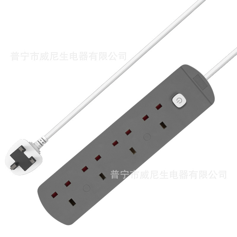 外贸出口批发英规英孔插座灰色延长线接线板带开关电源排插2米