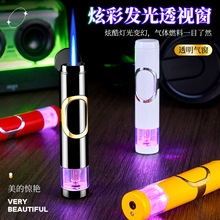ZO8820新款发光透明气仓打火机 金属充气直冲防风打火机礼盒批发