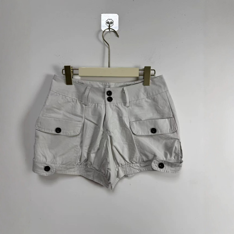 Korean-Style Sweet and Cool Spicy Girl Workwear Pumpkin Shorts for Women, Retro Washed Low-Waist Slim-Fit Versatile Casual Shorts Trendy