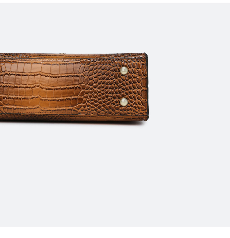 Elegant Crocodile-Textured Shoulder Bag - Vintage Kelly Style Handbag For Women, Crossbody Purse With Multiple Pockets, Fashionable PU Leather Tote_voghion.com