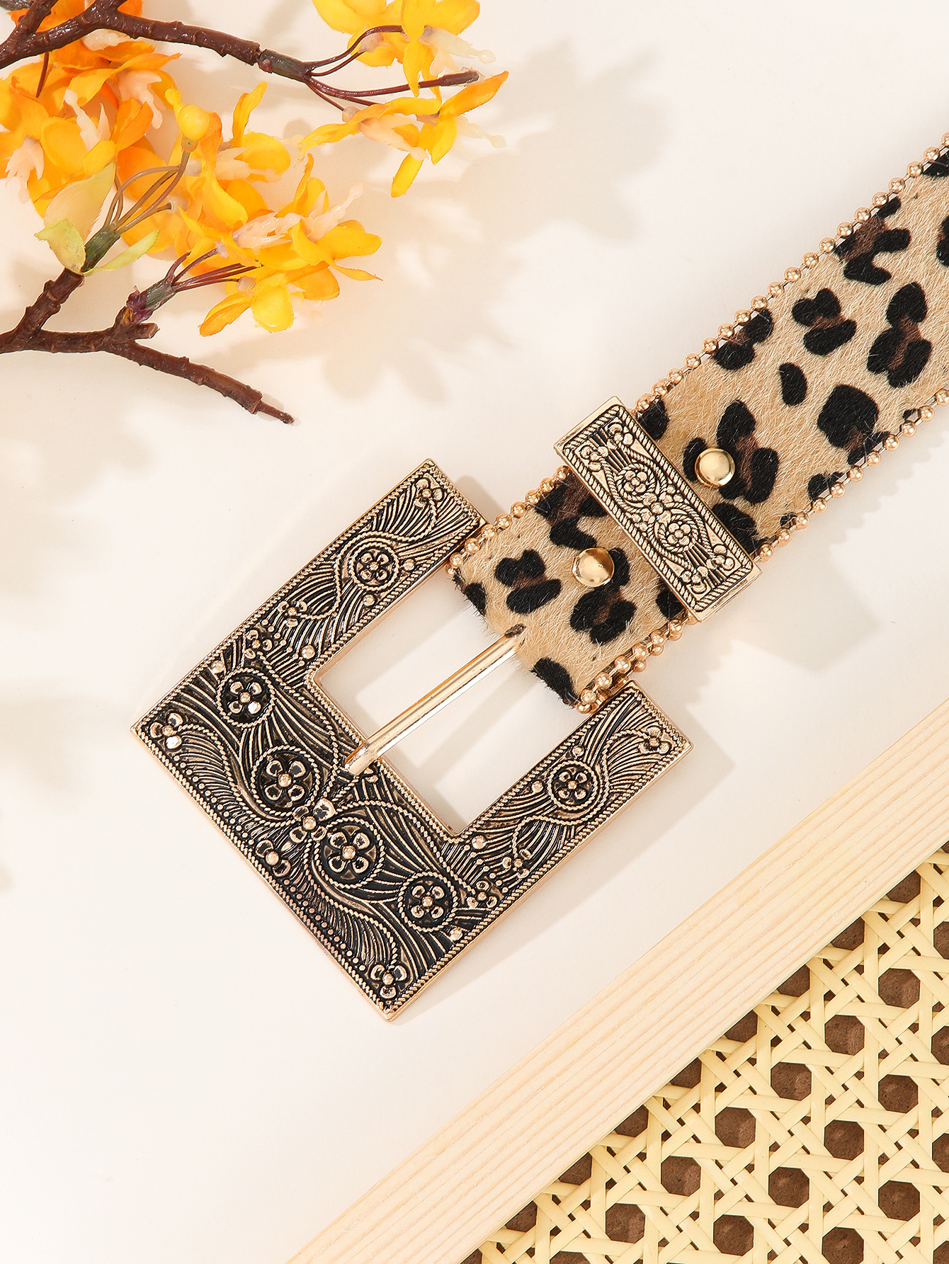 Leopard print belt women's American retro decorative ins style personalized belt_voghion.com