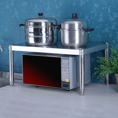 一层厨房不锈钢置物架单层浴室置物架微波炉烤箱架不锈钢桌面收纳