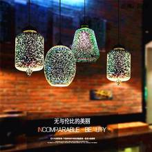 创意3D彩色玻璃吊灯酒吧餐厅吧台阳台玄关咖啡厅现代简约单头灯具