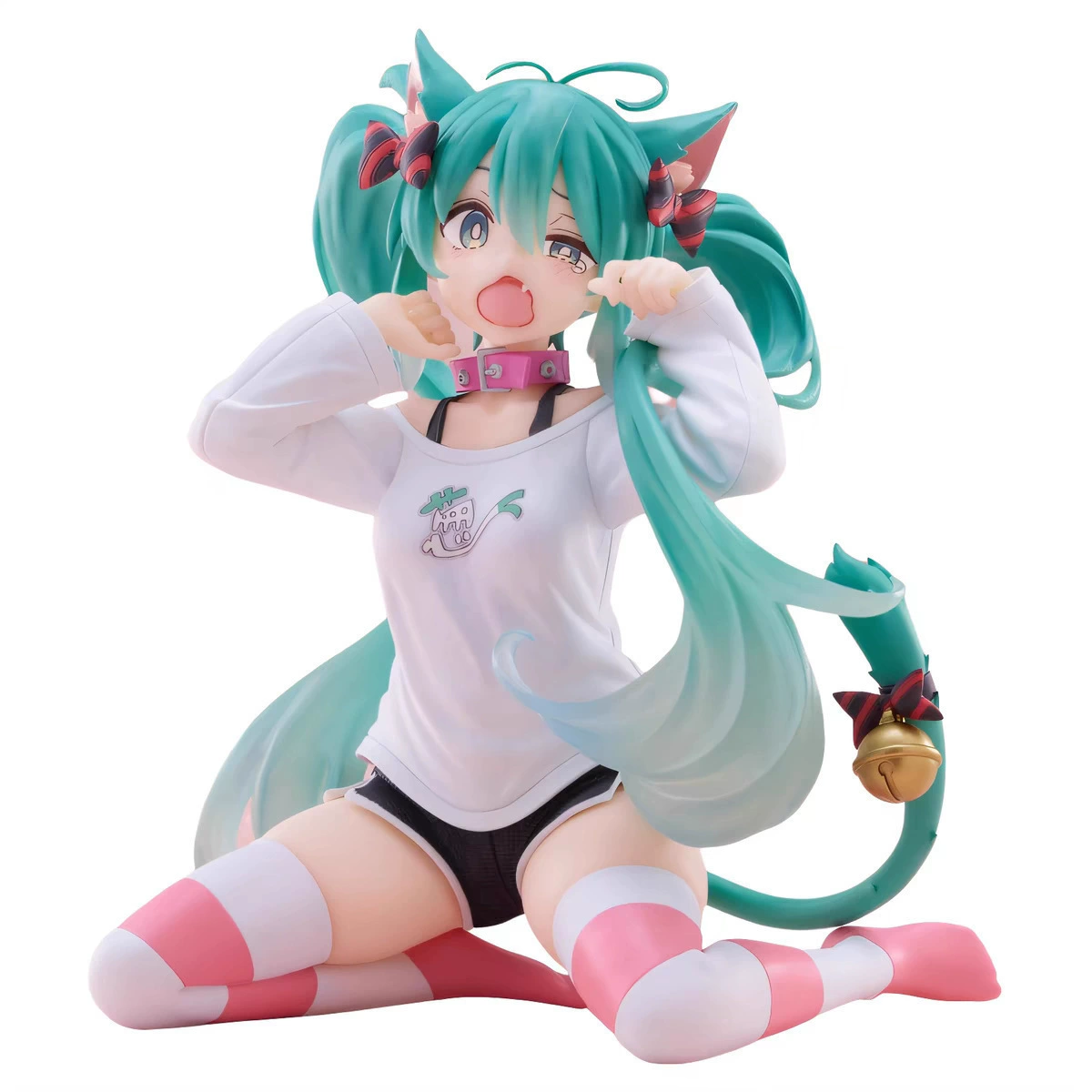 Фигурка (Hatsune) с кошачьими ушками, 11 см, пижамная сценка, настольная статуэтка
