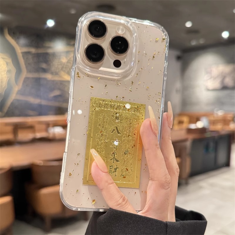 El epoxi transparente estilo ins Lucky Jinbao es adecuado para Apple 16proma festivo iPhone14/15 funda para teléfono móvil 13p