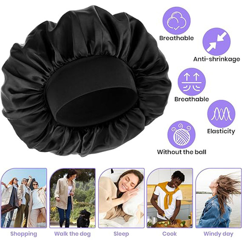 亚马逊热卖大号纯色化疗帽 新款时尚弹力宽边睡帽厂家直销 Bonnet