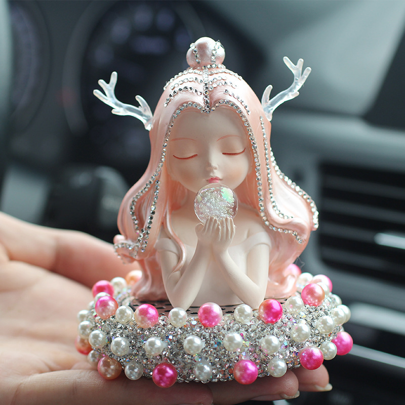 Artículo creativo de la chica del mar adornos de automóviles perfume encantador ángel perfume de automóvil perla base de diamante perfumado perdurable