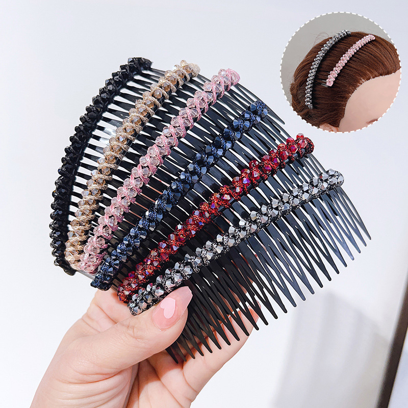 Corea del Sur todo partido horquilla femenina verano Cabeza trasera pelo roto acabado artefacto peine de pelo Cristal insertar peine flequillos horquilla diadema