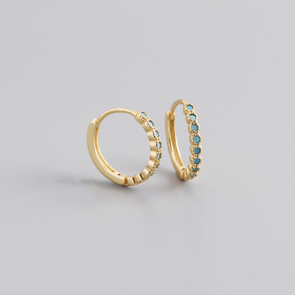 5g Weight Zircon Inlay Material 1 Pair 925 Sterling Silver Circle Round Zircon Earrings