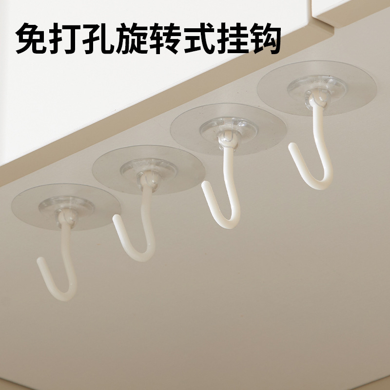 patent punch-free rotating sticky hook transparent powerful suction cup hook bathroom kitchen household seamless wall hanging storage hook