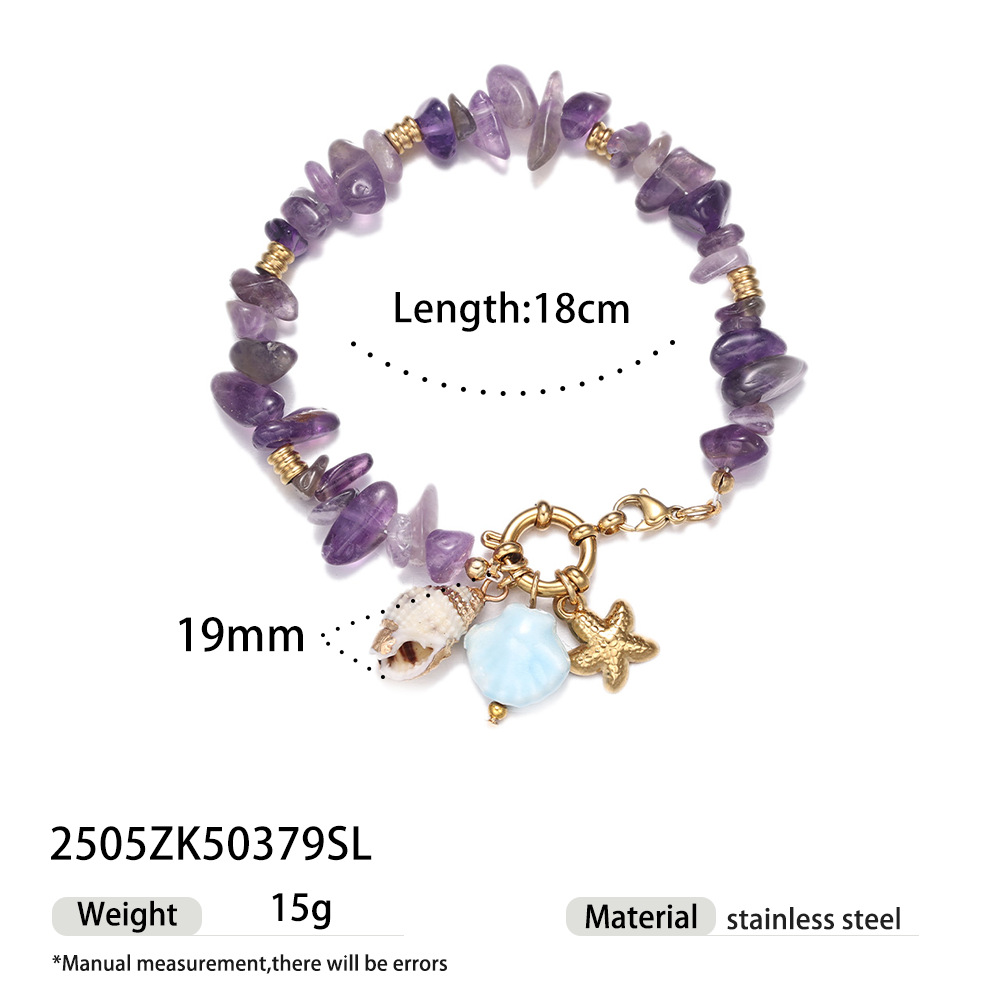 Tena Europa y América Accesorios de acero de titanio Pulsera Ligero Lujo Alta Sensación Natural Piedra Natural Pulsera de concha Joyas transfronterizas con cuentas