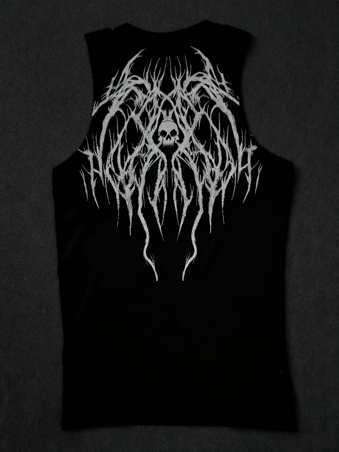 Men's Thorn Print Vest High Street Trendy Brand Sleeveless T-Shirt Quick Drying Fitness Tight Fitting Summer Top_viptrois.com