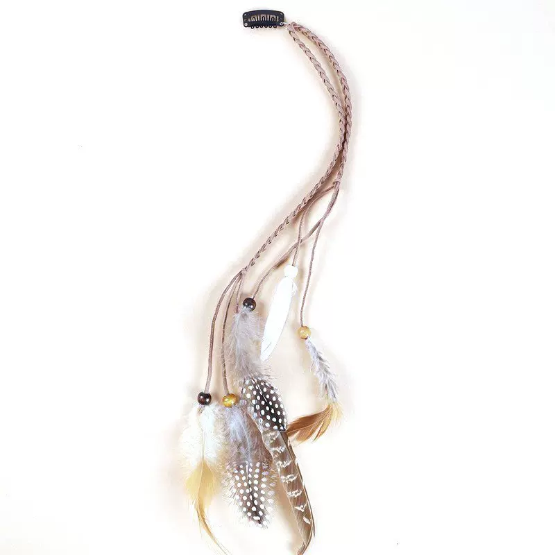 新款波西米亚羽毛BB夹长款民族风发夹景区拍照异域风情复古发饰女