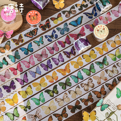 Sugar Poetry and Paper Tape Butterfly Poetry Series Butterfly Retro Handmade Diary DIY Material Decorative Sticker 8 Styles