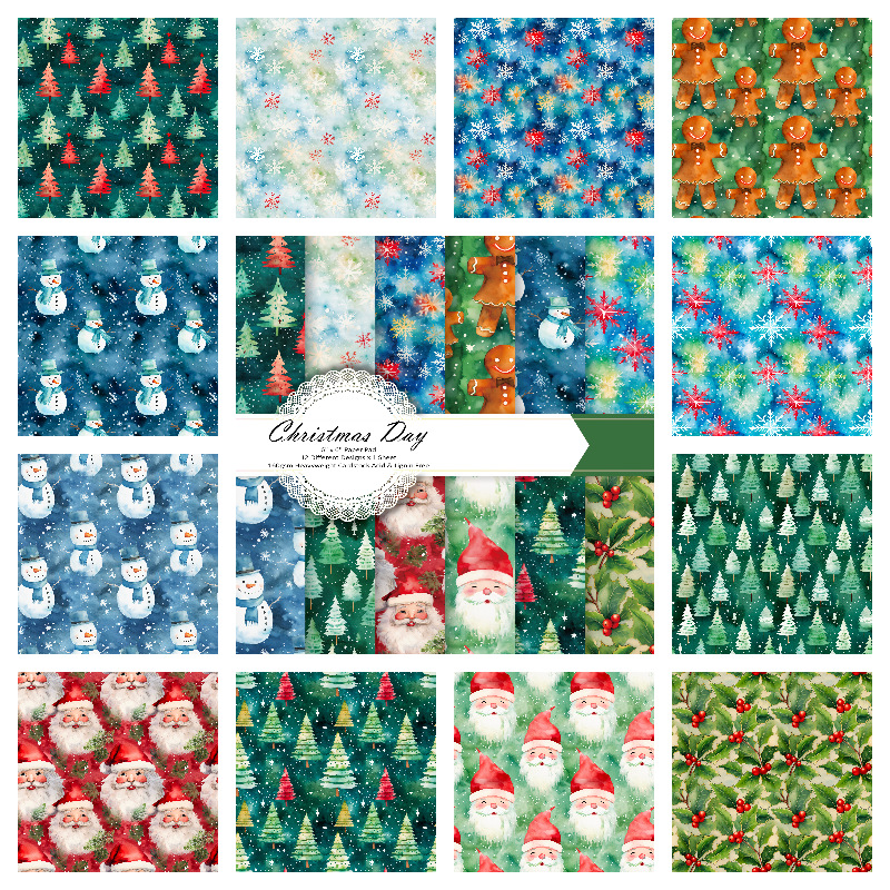 12 hojas colección de portapapeles transfronterizos portapapeles material de libro de papel papel de fondo papel de patrón DIY álbum de fotos papelería image 88