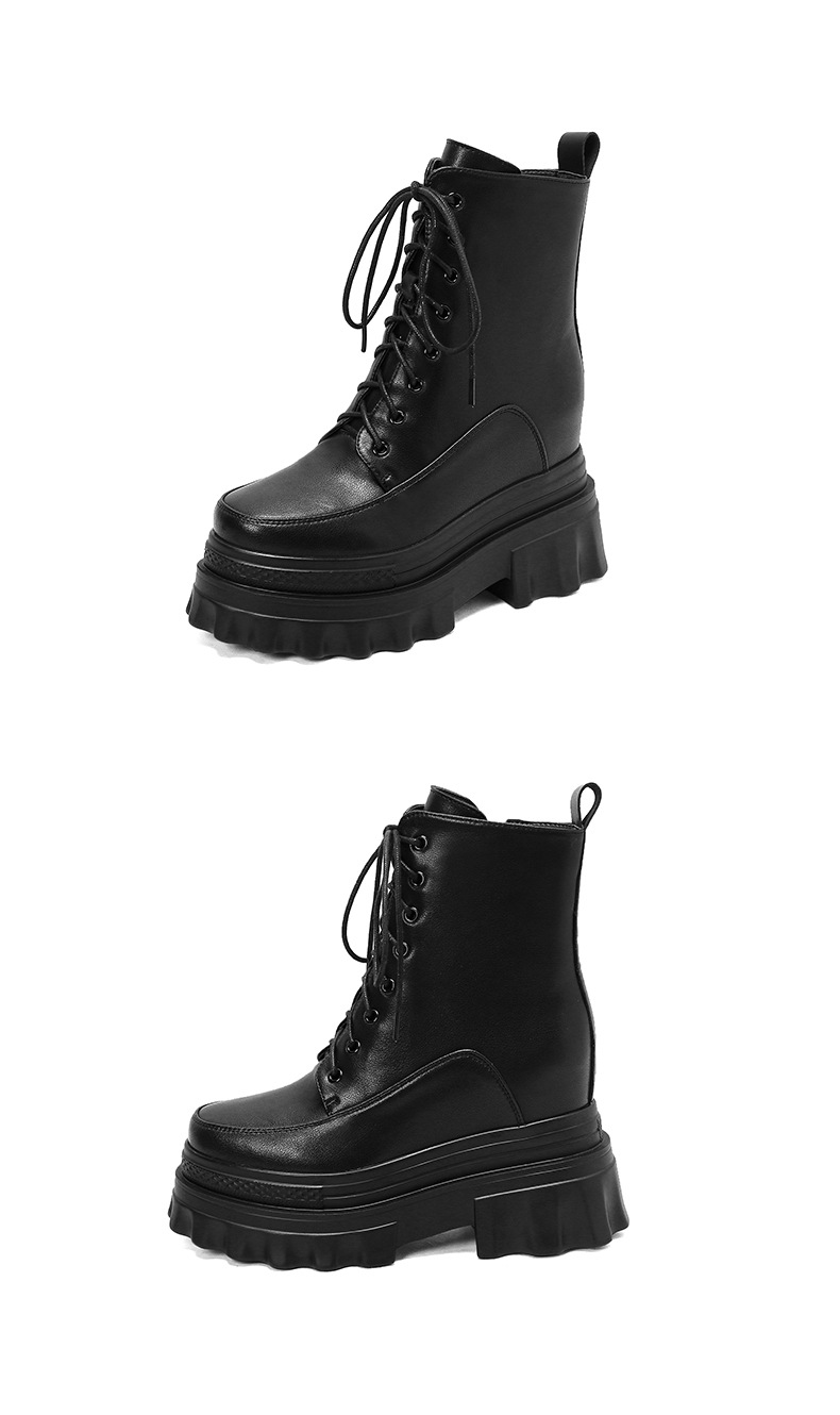 Boot nữ đế tăng chiều cao 10cm dây buộc mùa thu đông — Lớp lót nhung đen, Lớp lót đơn màu nâu sẫm, Lớp lót đơn màu đen, Lớp lót nhung màu nâu sẫm chi tiết 25