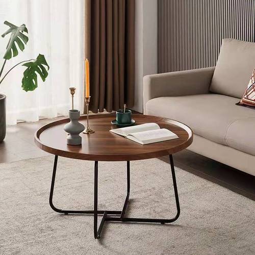 Nordic light luxury coffee table multi-functional coffee table modern simple living room household small apartment round combination coffee table table
