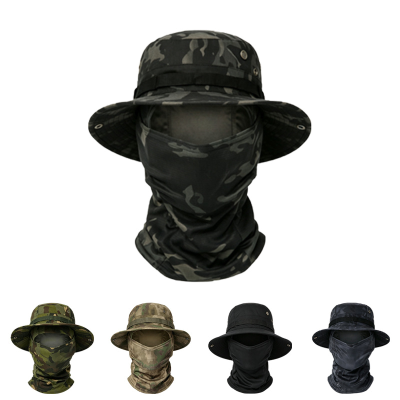 Cross-Border Spring and Summer Camouflage Tactical Beanie Hat Set, Sun Protection Cycling Hood, Breathable Quick-Drying Outdoor Mountaineering Hat