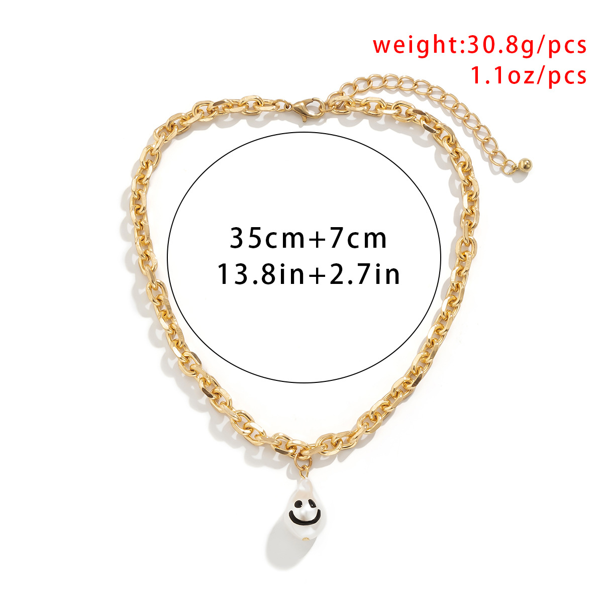 Creative Color Graffiti Shaped Imitation Pearl Cherry Smiley Color Chain Necklace display picture 20