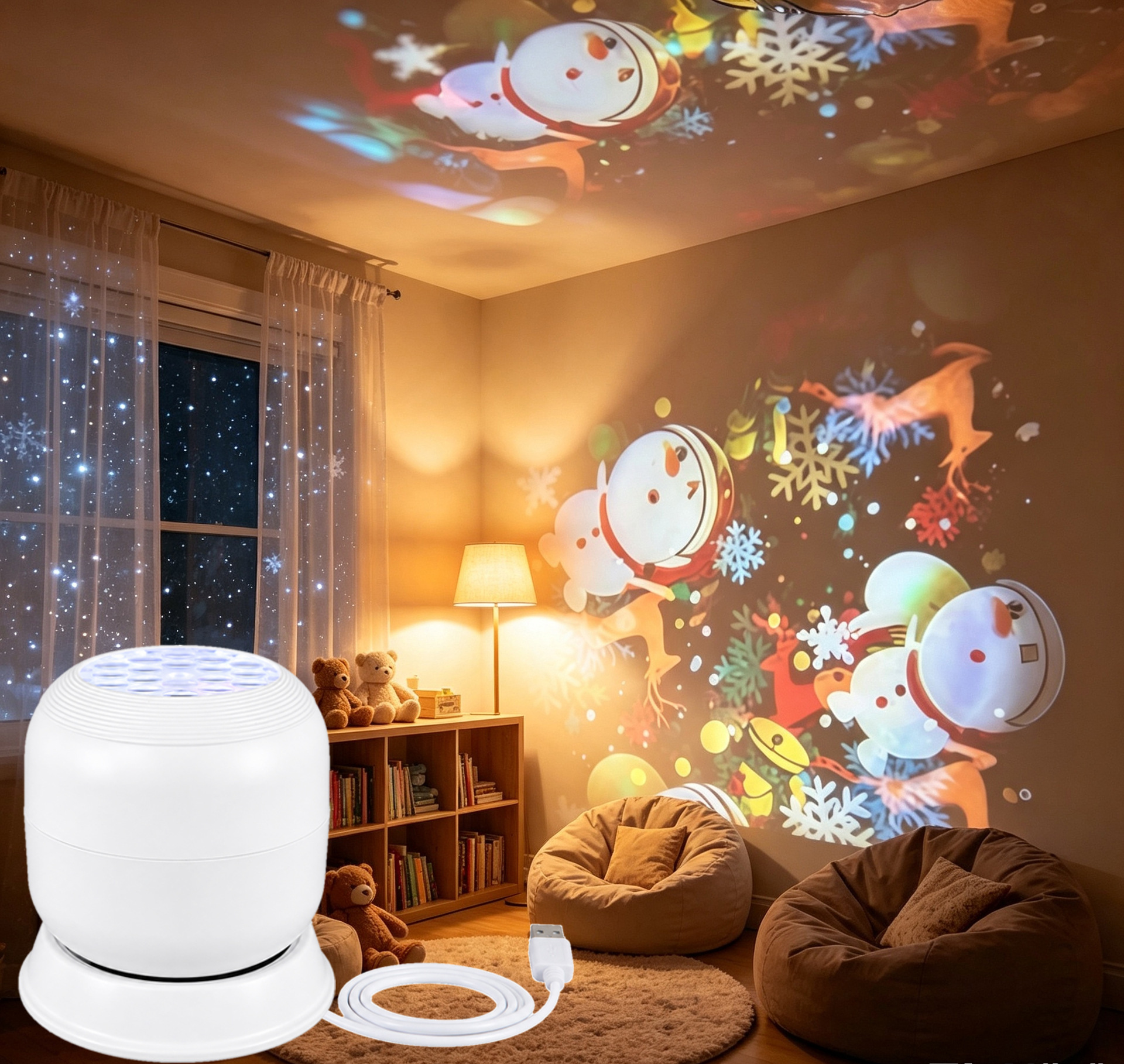 Lámpara Proyectora Nocturna Giratoria de Acrílico con Control Táctil y Luz LED para Dormitorio y Sala de Estar image 8
