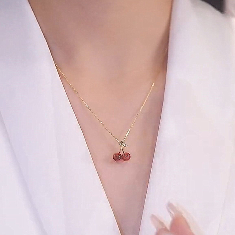 Twisted Rope Chain Chain Type 1 Piece Quantity 925 Sterling Silver Twisted Rope Chain Plating Cherry Pendant Necklace