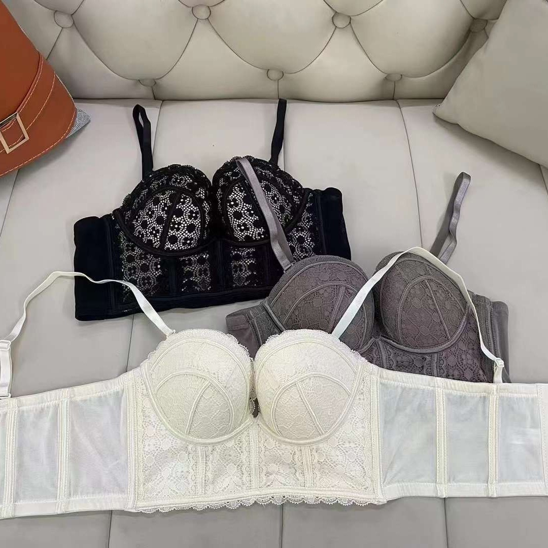 Nuevo tipo de sujetador de línea de teatro Jacquard transpirable y cómodo ajuste lateral de pecho con botón múltiple ropa interior mujer