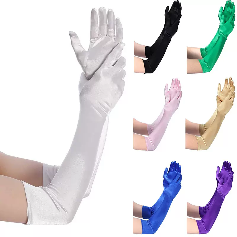 新娘手套欧美加长过肘色丁绸缎氨纶防晒遮疤婚礼拍照派对婚纱手套